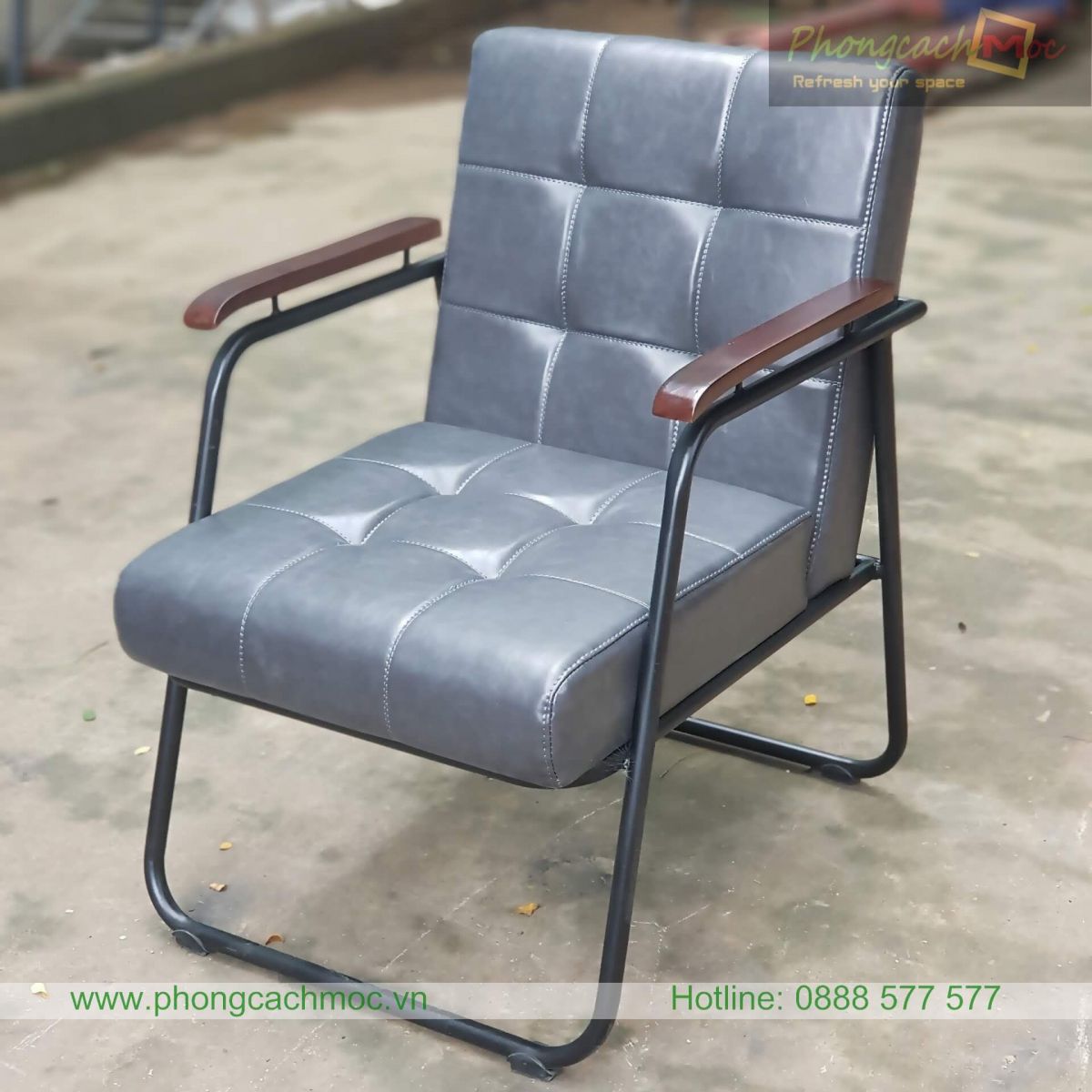 ghế sofa khung sắt mf40 với màu simili đen